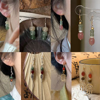 New Chinese Style~National Style Jade Stone Tassel Earrings Womens Exquisite Cheongsam, Junior Earrings, High Grade Han Suit Earrings QMXE