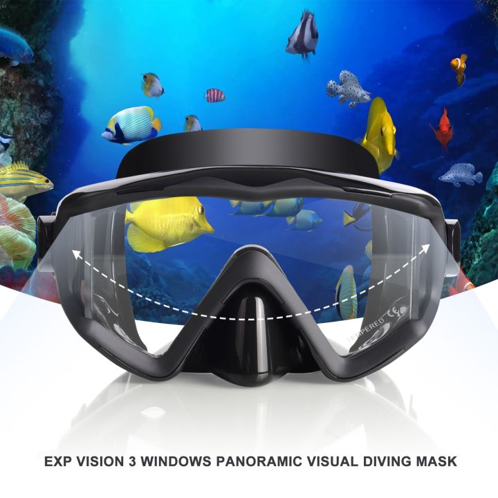 exp-vision-การดำน้ำดูปะการัง3หน้าต่างมุมมองกว้างสำหรับดำน้ำตื้นและดำน้ำดำน้ำตื้นสำหรับผู้ชายและผู้หญิง