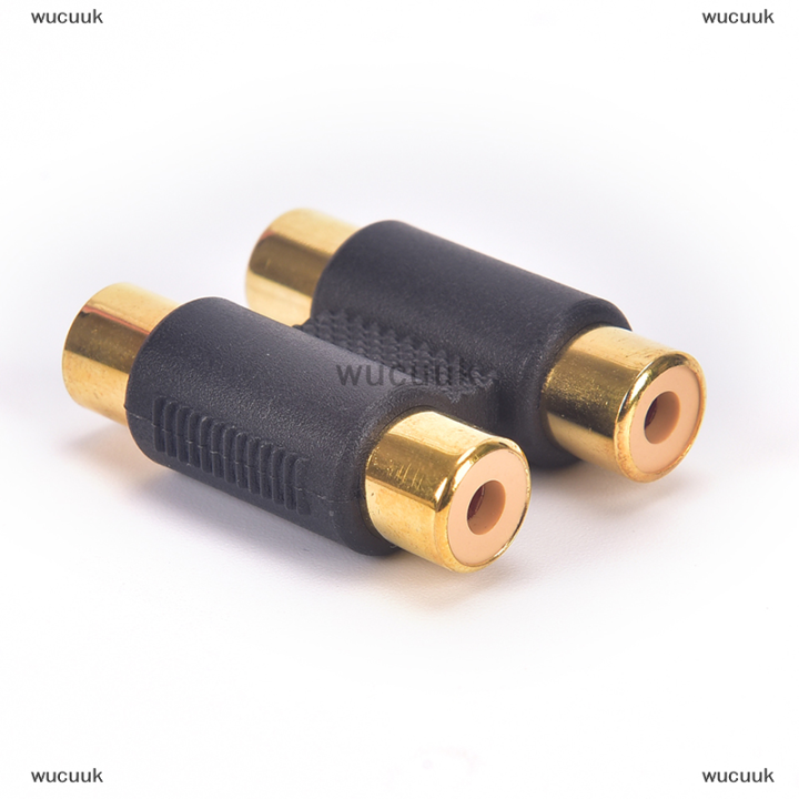 wucuuk-อะแดปเตอร์ตัวเชื่อมต่อสัญญาณเสียงสำหรับวิดีโอ-rca-phono-2ตัวคู่สีทอง