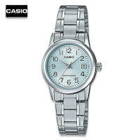 Velashop Casio Standard นาฬิกาข้อมือผู้หญิง สแตนเลส รุ่น LTP-V002D-2BUDF (สีเงิน/หน้าฟ้าอ่อน), LTP-V002D-2B, LTP-V002D