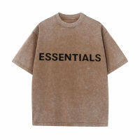 ESSENTIALS เสื้อยืดสำหรับผู้ชายผู้หญิงเสื้อยืดผ้าฝ้ายที่จะทำเก่าแขนสั้นจดหมาย Ropa Hombre ล้างผ้าฝ้ายย้อนยุคเสื้อยืดหลวมด้านบน