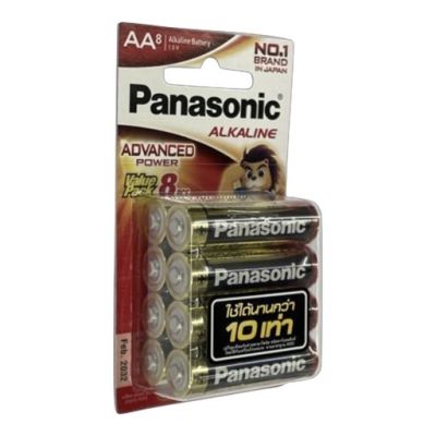 ถ่าน Panasonic Alkaline AA 1.5V แพค 8 ก้อน