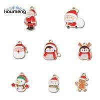 HOUMENG อินเทรนด์ 10 ชิ้น/เซ็ต มนุษย์หิมะ ล้อแม็ก เพนกวิน น้ำมันหยด จี้การ์ตูน อุปกรณ์เครื่องประดับ DIY ส่วนประกอบคริสต์มาส การทำเครื่องประดับ