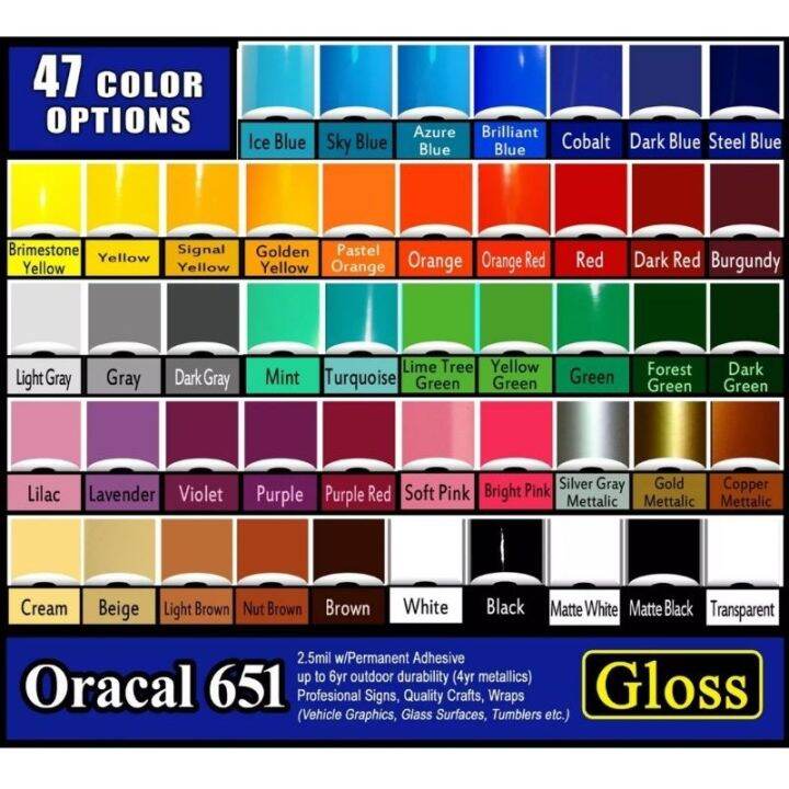 oracal 651 permanent vinyl sticker 1ftx5ft | Lazada PH