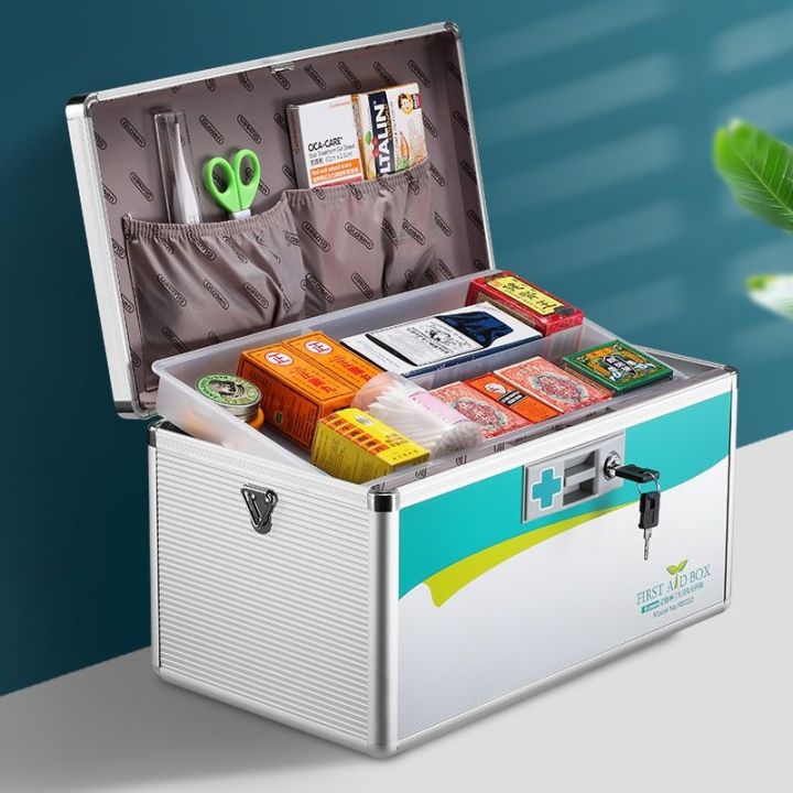 กล่องยายืนกล่องเก็บของทั้งชุดครอบครัวความจุเยอะในบ้านของผู้ป่วยนอกกล่องฉุกเฉินมี-kotak-p3k-ยา