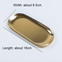 Golden tray metal decorative plate jewelry trays home decoration oval stainless steel ring dish