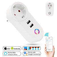 Power Wi-Fi USB Outlet Wifi Smart Plug Voice Tuya Phone Charger Remote Control Timer Alex Wireless Socket Monitor Timer EU