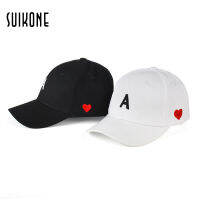 Suikone หมวกเบสบอลปักอักษร A หมวกปีกโค้งสำหรับพักผ่อนกลางแจ้ง