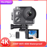 AKASO V50 Elite 4K/60fps 4K/30fps 1080P/120fps 720P/240fps หน้าจอสัมผัส WIFI การกระทำกล้องการควบคุมเสียง EIS 40 M กล้องกันน้ำปรับมุมมอง 8X ซูมกล้องกีฬาควบคุมระยะไกลพร