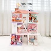 Ngôi nhà búp bê Pomo mô hình DIY cho bé gái, quà tặng sinh nhật - Seed House