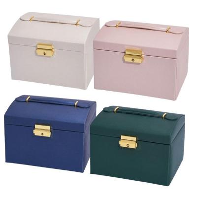 Women Jewellery Storage Box 3 Layers Jewelry Case with Velvet Lining Jewellery Storage Organizer for Rings Bracelets Necklaces brightly
