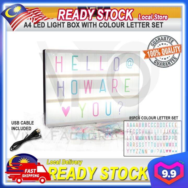 Cinematic A4 Light Box With Colour Letter Set Diy Letter Message Box Night Lamp Birthday Wedding 9875