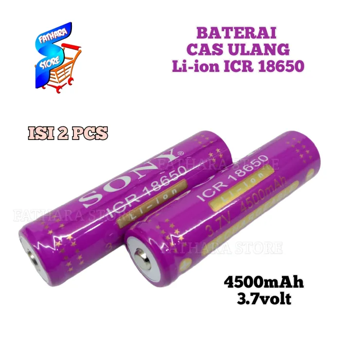 Batrai 18650 Lithium Baterai Cas 18650 4500mAh 3.7Volt Harga 2 Buah ...