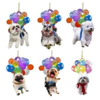 Acrylic Car Hanging Ornament Cute Dog Keychain Hanging Pendant With Colorful Balloon Hanging Ornament Gift Puppy Car Pendant fashionable