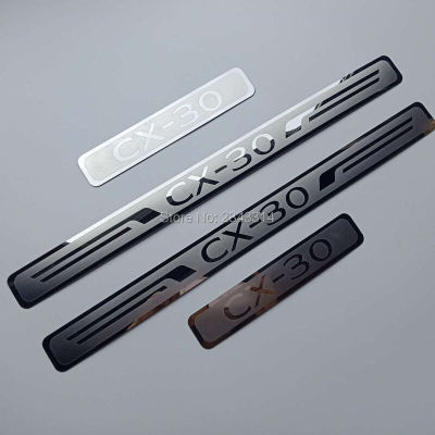 2021Auto Accessories For Mazda CX-30 CX30 Door Sill Pedal Stainless Steel Sticker Strip Protectors Car Styling Guard 2019 2020 4pcs
