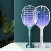 Electric Flies Swatter Killer With UV Light USB Rechargeable LED Lamp Summer Mosquito Trap Racket Anti Insect Bug