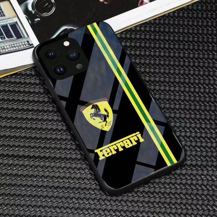 เคสสำหรับไอโฟนโทรศัพท์กันกระแทก-ferrari-14-pro-plus-pro-max-13-12-11-กระจกป้องกัน