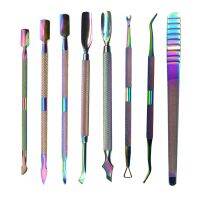 Mix 27Style Stainless Steel Rainbow Color Cuticle Pusher Tweezer Nail Art Clipper UV Gel Remove Manicure Care Groove Clean Tools