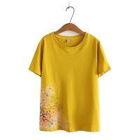 【มีไซส์ใหญ่】Plus Size XL-4XL Womens Short Sleeve Floral Embroidery Summer Tshirts Short Sleeve A-line Female Shirts