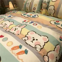 Polyester Fiber Quilt Cover Home Textile 34pcs Bedding Set Big Picture Design Of Cute Rabbit And Little Bear Pattern Oceania