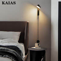 KAIAS นอร์ดิกเชิงเทียนติดผนัง LED สีทองตกแต่งห้องนั่งเล่นแกว่งหัวหรี่แสงได้โคมไฟติดผนังแบบสร้างสรรค์ผนังข้างเตียงห้องนอนบุคลิกที่เรียบง่าย