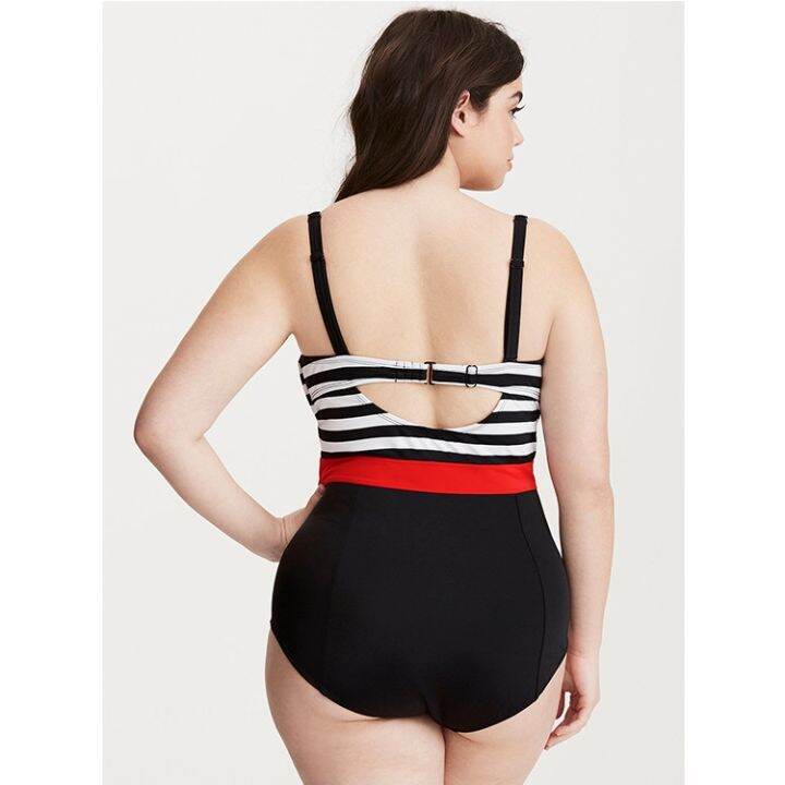 bikini-swimwear-plus-size-stripes-swimsuit-cod