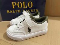 Ralphˉ Laurenˉ 2022 sneakers white camouflage green PU leather buckle small white shoes for boys and girls