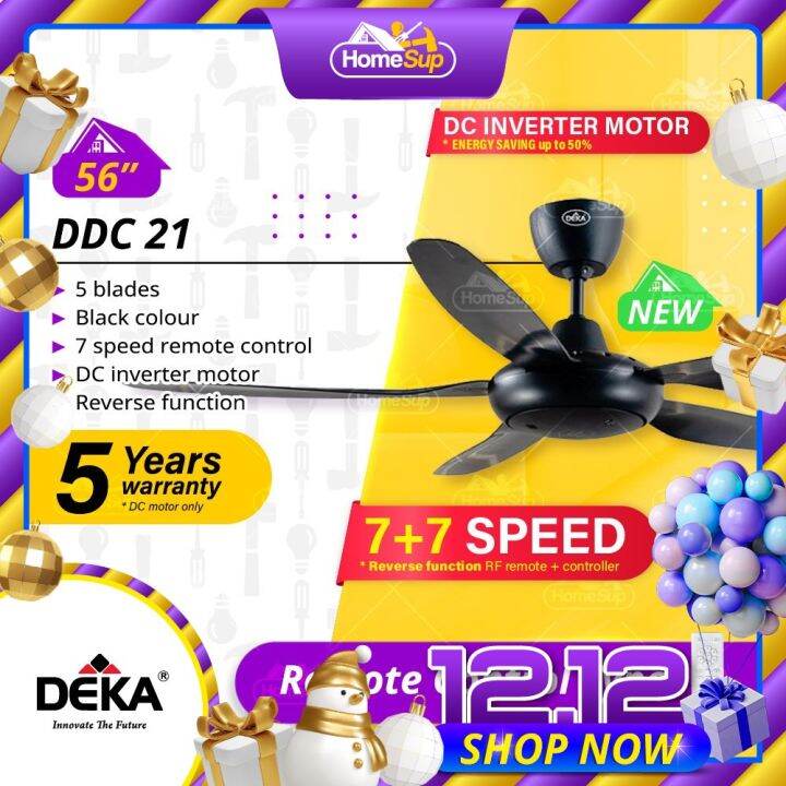 DEKA Ceiling Fan DDC21 (56 Inch) Remote Control with DC Motor Matt
