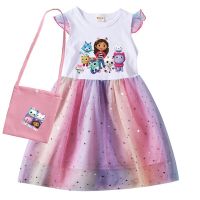 Gabby Cats Clothes Kids Short Sleeve Dresses Toddler Girls Gabbys Dollhouse Rainbow Birthday Party Dress Baby Sequin Vestidos  by Hs2023