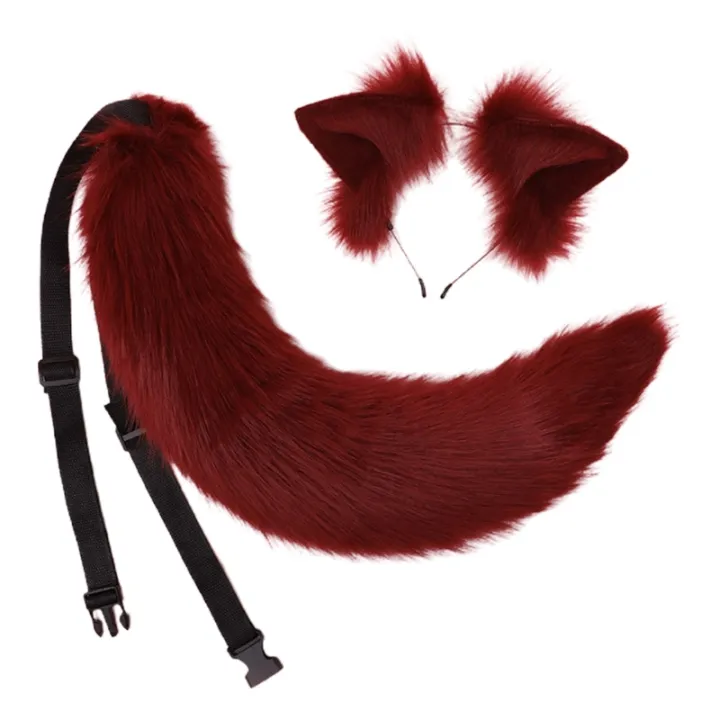 Lolita Headbands Furry Animal Cat Ears Headwear Tail Set Kawaii Hair ...