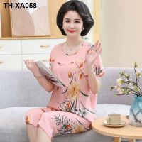 Middle-aged and old mother pajamas women in 2021 the new woman can wear old man cotton silk leisurewear suit in the summer