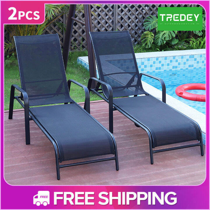 TREDEY Outdoor Deck Chair Outdoor Chair Pool Chair Adjustable Angle ...