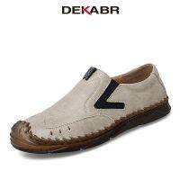 TOP☆DEKABR Genuine Leather Shoes For Mens Breathable Trendy Soft Summer Casual Shoes Handmade Brand Moccasins Black Large Size 47