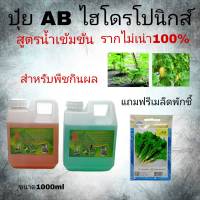 ปุ๋ย ABไฮโดโปรนิกส์ สูตรน้ำเข้มข้น สำหรับเมล่อน หรือพืชกินผล แตงโม แตงกวา ขนาด1000ml A 1ลิตร B 1ลิตร แถมฟรี เมล็ดผักชี้