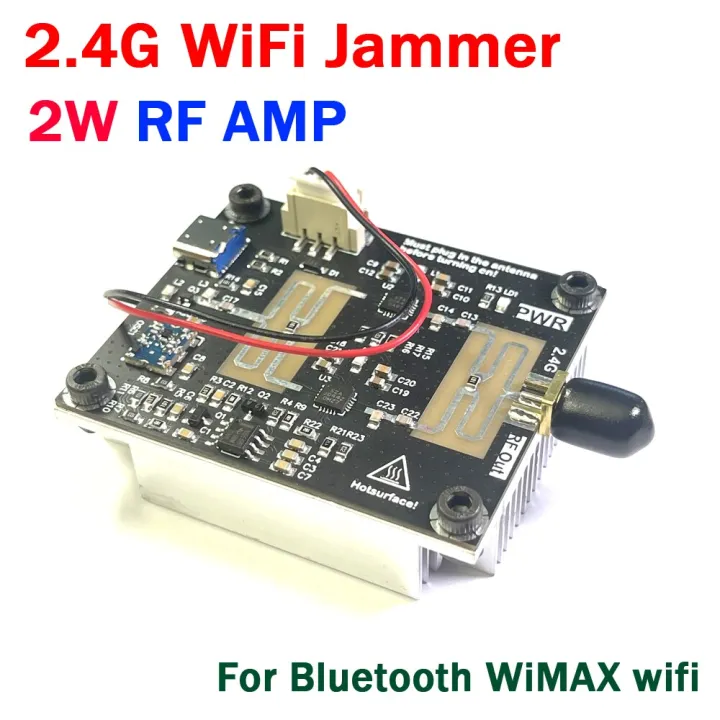 2.4G Wifi Sweep Frequency Jammer ป้องกันสัญญาณรบกวน2W RF Amplifier สำหรับ2.4GHZ Bluetooth Wimax