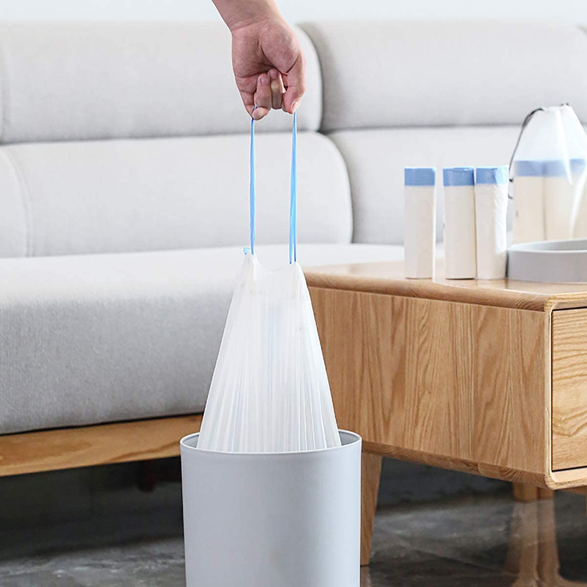 Kitchen Office Small Trash Bags 4 Gallon Car Home 90 Counts Drawstring Trash Bags Garbage Bags Wastebasket Bin Liners Plastic 15 Liter for Bathroom Bedroom 