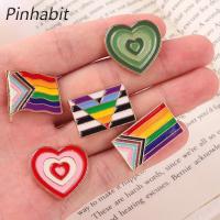 Pinhabit เข็มกลัดเคลือบสีไล่ระดับสี,เข็มกลัดกำไลข้อมือแบบสั่งทำรูปหัวใจสีรุ้ง