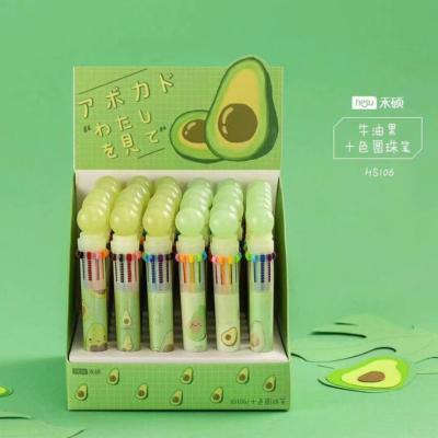 Smile Cartoon Avocado Style 12 Colors Ballpoint Pen School Office Supply Gift Stationery Papelaria Escolar Pens