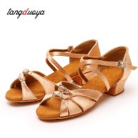 hot【DT】 Dance-Shoes Ballroom Children Latin Shoes Ladies Tango Jazz Dancing Sandal Low Heels