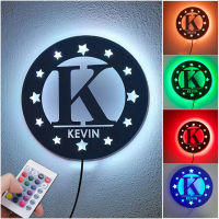 Personalized 26 Letter Stars LED Night Light Wall Decor Adjustable Lighting Custom Name Wood Lamp for Couples Baby Room Bedroom