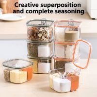 【CW】 Spice Jar 4 Compartment Seasoning With Lids Supplies Storage Handles Sets