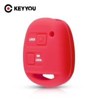 KEYYOU 2 Buttons Silicone Car Key Fob Case Cover Skin For TOYOTA CAMRY RAV4 PRADO COROLLA AVENSIS LAND CRUISER YARIS For Lexus Key Chains