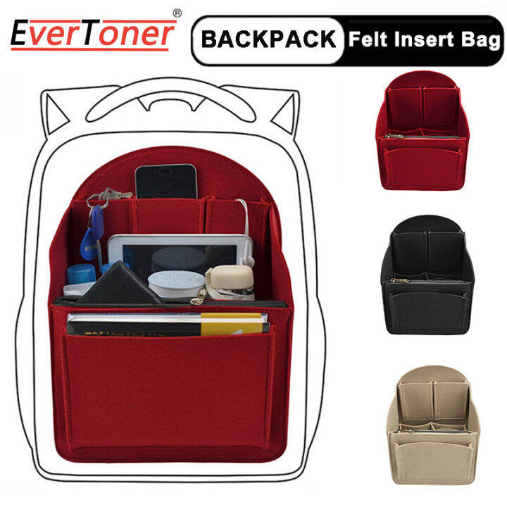 EverToner Backpack Insert Storage Bags Travel Organizer Felt Bag Insert Cosmetic Bag with Multi