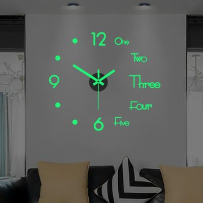 [24 Home Accessories] นาฬิกาอะคริลิคติดผนังเรืองแสงใน3D นาฬิกาไฟกลางคืนการตกแต่งบ้านพร้อมสติ๊กเกอร์มีแสงไฟแบบ Diy ปิดเสียง40ซม.