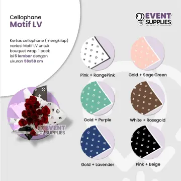 Jual [5 Lembar] Kertas Motif LV Bunga Buket Flower Wrapping Paper