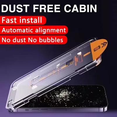 Luxury Dust free cabin Full Cover Screen Protector For iPhone 14 13 12 11 PRO MAX X XS XR Tempered Glass