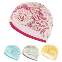 【CW】Women Lace Swimming Cap Swim Pool Beach Protect Ears Hair WaterProof PU Bathing Hat For Female Girls Long Hair Lady Swim Cap