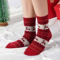 ▨  5 Pairs Winter Middle Tube Rabbit Wool Socks Japanese Womens Thickened Warm Socks Breathable Color Matching Christmas Socks