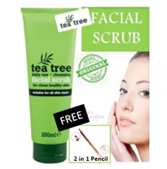 TEA TREE Facial Scrub 250 ml w/ free 2 in 1 eyebrow and concealer