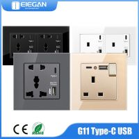 Pssrise 2.1A Type-C Wall Outlet USB Ports Quick Charge Toughened Glass Panel Wall Power Socket UN Standard USB charging Socket Shoes Accessories